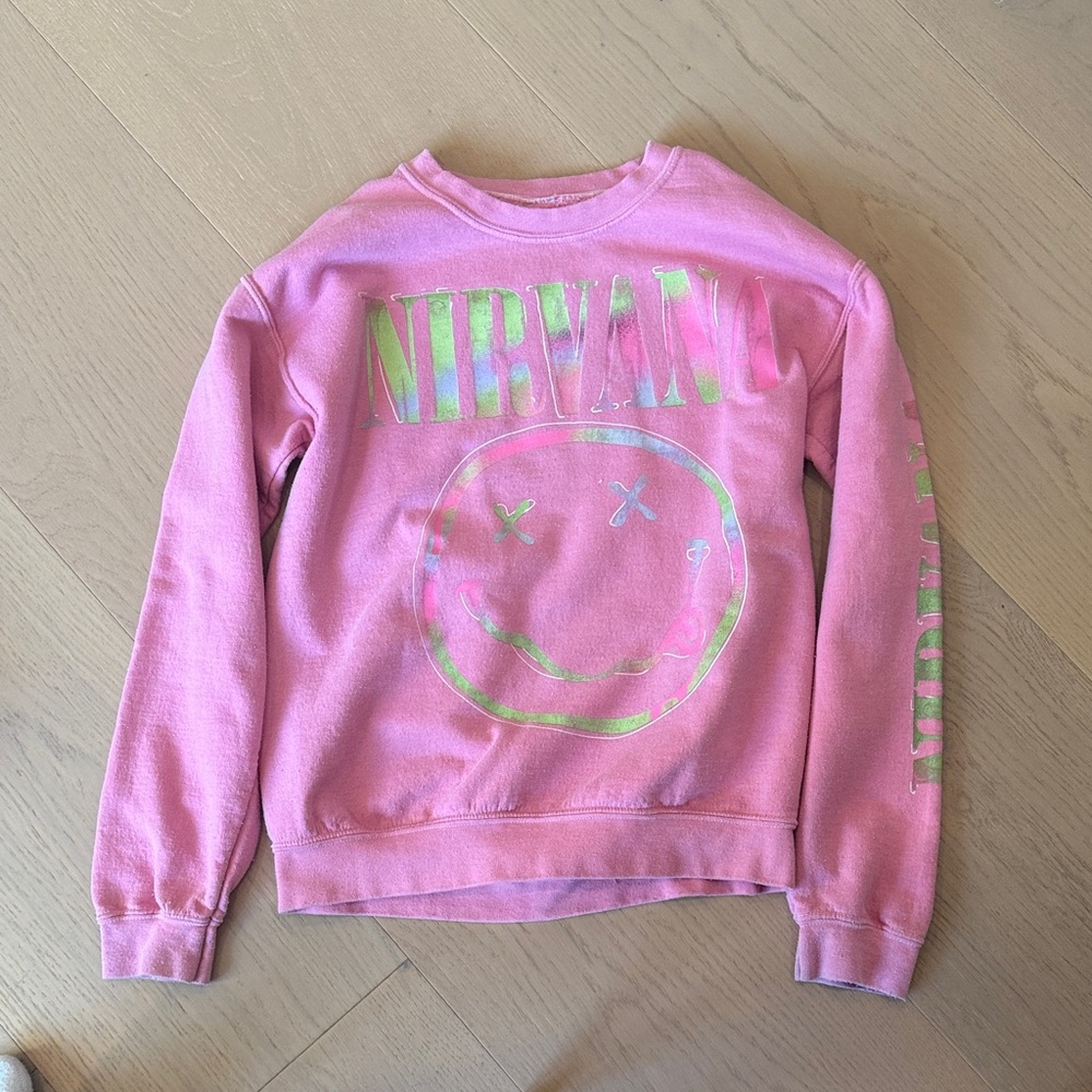 NIRVANA Pink Sweatshirt with Smiley Design